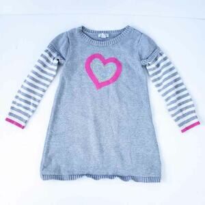Old Navy Sweater Dress Heart Stripes Small Gray Girls Dress Stripe